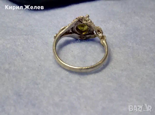 СТАР СКЪПЕЦЕНЕН СРЕБЪРЕН ПРЪСТЕН СРЕБРО 925 с РЪЧНО ФАСЕТИРАН НАТУРАЛЕН ПЕРИДОТ с ИНКЛУЗИИ 48621, снимка 14 - Антикварни и старинни предмети - 50136172