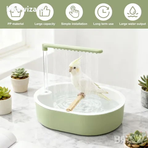 Птича вана Bird Shower с USB захранване за вълнисти папагали и малки папагали НОВО, снимка 4 - Папагали - 55892852