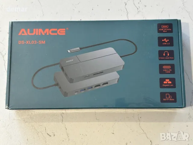 AUIMCE Докинг станция 2х HDMI и USB C порт, до 4K/60Hz, MacOS/Windows, снимка 9 - Кабели и адаптери - 48824576