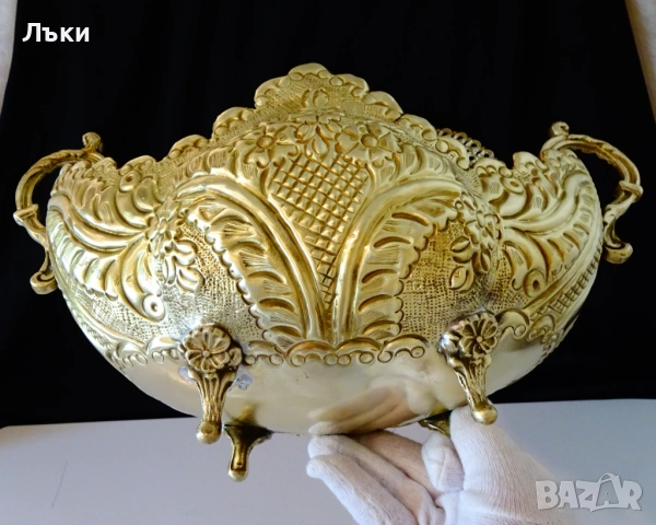 Бронзова жардениера,гондола,фруктиера шедьовър. , снимка 8 - Антикварни и старинни предмети - 51597577