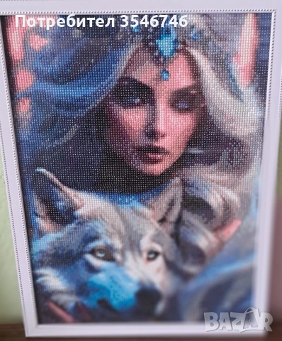 Диамантен гоблен - "МОМИЧЕТО С ВЪЛКА" , снимка 4 - Гоблени - 53109411