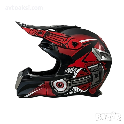 Каска за ендуро крос атв , Размер L - Matt Black/Red - 721393