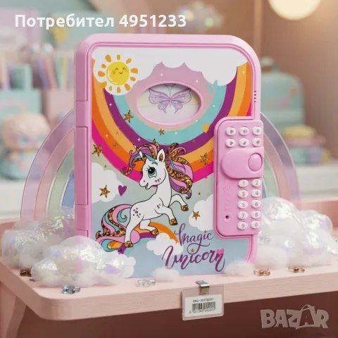 Интерактивен детски дневник с еднорог, парола и запис на глас
