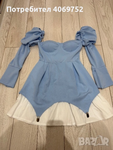 Дамска рокля в синьо М/Л размер, снимка 4 - Рокли - 53369178