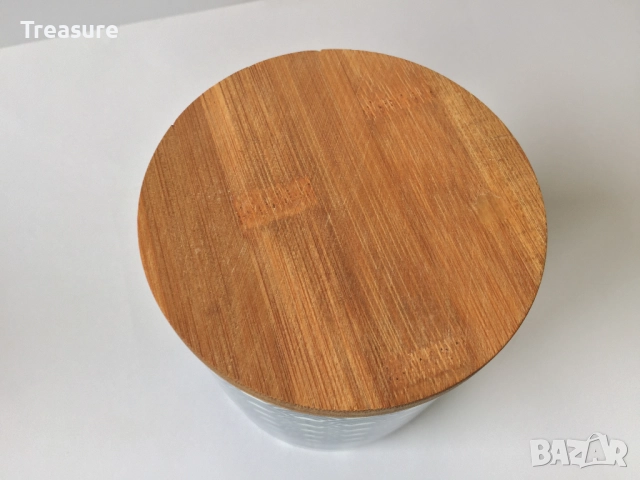 Кутия за чай от порцелан с бамбуков капак, снимка 7 - Кутии за съхранение - 40954000