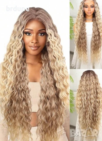 Дълга къдрава, омбре перука 81 см, снимка 2 - Аксесоари за коса - 50589057