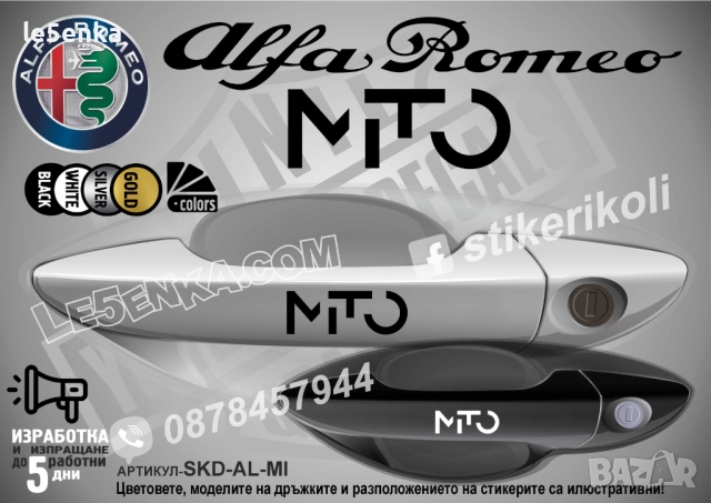 Alfa Romeo GIULIA стикери за дръжки SKD-AL-G, снимка 3 - Аксесоари и консумативи - 52901566