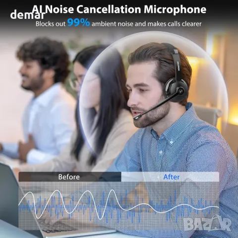 Безжични слушалки Vonztek с микрофон, Bluetooth слушалки с шумопотискане и USB донгъл, снимка 4 - Bluetooth слушалки - 49404341