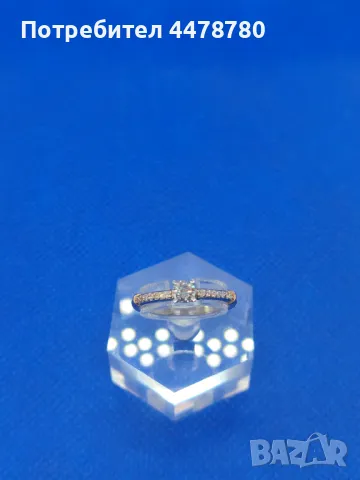 Годежен Пръстен от бяло и жълто злато с Диаманти, снимка 6 - Пръстени - 50404056