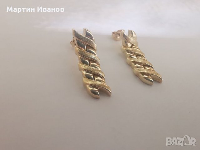 Златни обеци висящи преса , снимка 5 - Обеци - 35971285