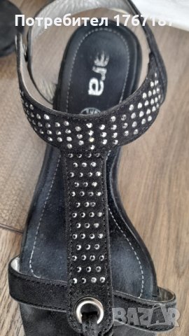 Дамски велурени сандали, черни естествена кожа, снимка 6 - Сандали - 41856832