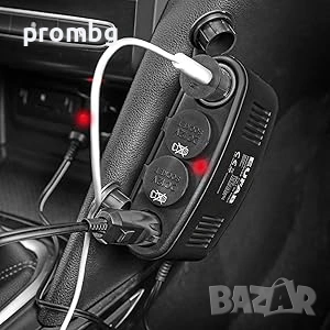 зарядно за автомобил, авто разклонител 12V, 4 в 1, EUFAB - Германия, снимка 1