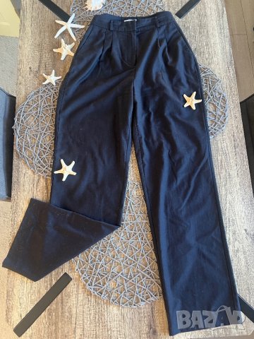 Черен широк панталон, снимка 2 - Панталони - 41690242