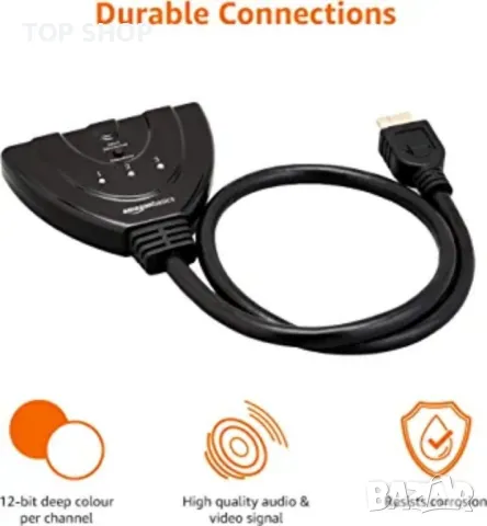 3-портов HDMI превключвател с кабел с пигтейл поддържа Full HD 4K@30Hz видео, 3 в 1 изход, снимка 4 - Друга електроника - 48793382