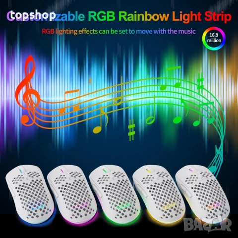 Геймърска мишка TMKB Falcon M1SE Ultralight - 12800 DPI, RGB, Бяла, ултра лека, снимка 6 - Клавиатури и мишки - 53204066