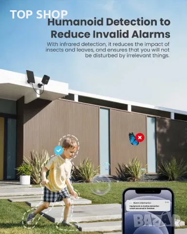 Безжична външна соларна камера FOAOOD/PIR сензор/облак/sd карта/двупосочно аудио/IP66 водоустойчива, снимка 7 - IP камери - 49308630