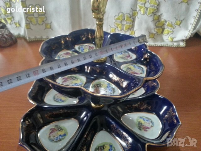 Порцелан Чехословакия поднос на две нива , снимка 3 - Антикварни и старинни предмети - 41846722