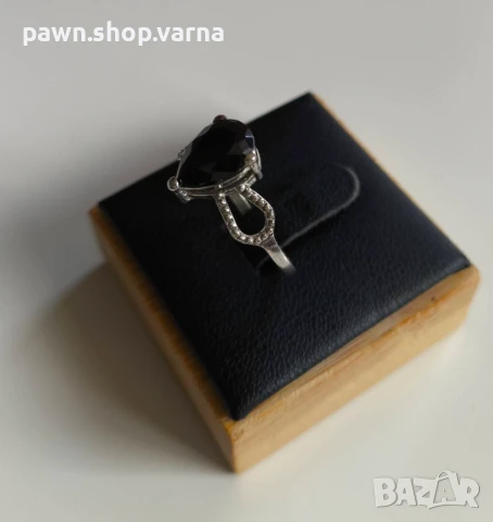 Нов сребърен пръстен 925 с камък – размер 17,5 мм, снимка 2 - Пръстени - 51408894