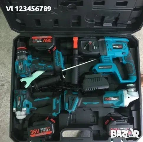 4в1 Перфоратор Винтоверт Ъглошлайф Гайковерт Акумулаторен 36V 8,0AH, снимка 2 - Други инструменти - 53843550