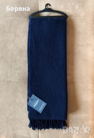 Dressman нов с етикет шал в тъмно синьо от 100 % вълна, снимка 2 - Шалове - 53724780