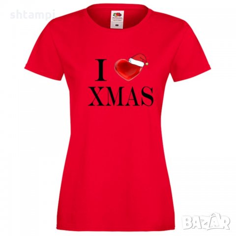 Дамска тениска Коледа I Love XMAS, снимка 2 - Тениски - 34691102