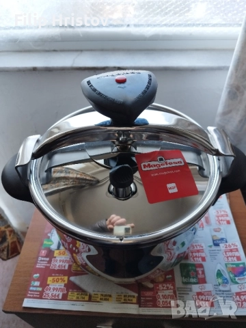 Тенджера под налягане  Magefasa 6 L, снимка 4 - Съдове за готвене - 51949307