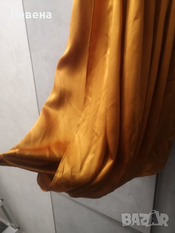 Официална Рокля цвят тиква, естествена коприна, М, снимка 3 - Рокли - 42473384