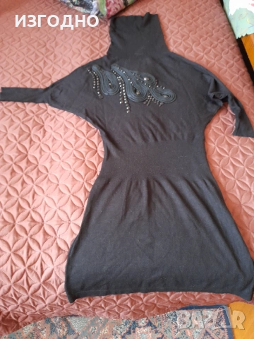 4€ РОКЛЯ С ИНКРУСТАЦИЯ ЧЕРНА РАЗМЕР 42-44 + ПОДАРЪК ПОЛО ЗЕЛЕНО , снимка 2 - Рокли - 53681908