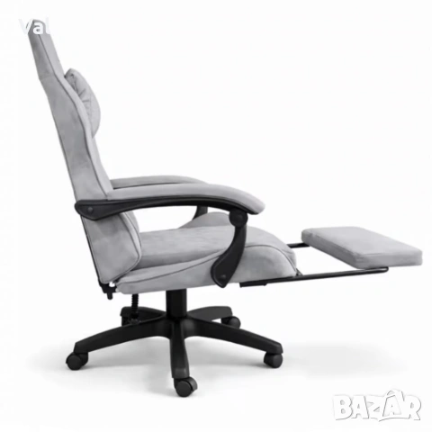 Геймърски стол с регулируема височина, лумбална възглавница и метална основа, снимка 10 - Столове - 53642121