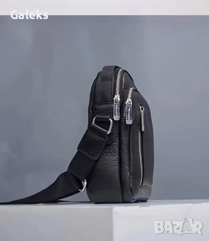 Мъжка изискана и луксозна чанта /Селектирана черна естест. кожа -9% Промоция!, снимка 3 - Чанти - 53102230