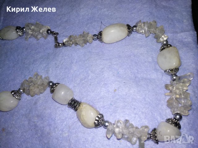 КРАСИВА СКЪПОЦЕННА ОГЪРЛИЦА от НАТУРАЛЕН МЛЕЧЕН КВАРЦ и ПЛАНИНСКИ КРИСТАЛ и МЕТАЛ 38863, снимка 10 - Колиета, медальони, синджири - 41837211