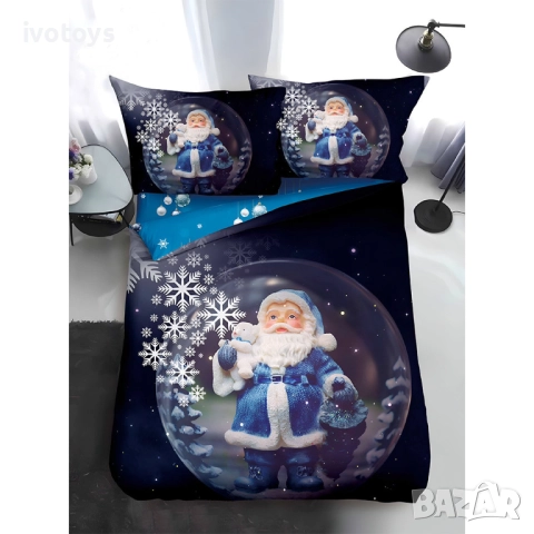 Двулицево коледно спално бельо, размер за приста (Реално изображение), 4 части - WS17349