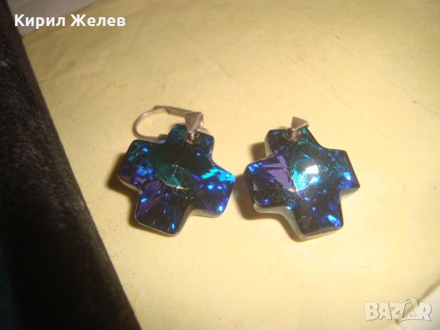 СТАРИ СРЕБЪРНИ ОБЕЦИ СРЕБРО 925 и ЦВЕТЕН СКЪПОЦЕНЕН КРИСТАЛ Подходящи и за МЕДАЛЬОНЧЕТА 25105, снимка 9 - Обеци - 35782138