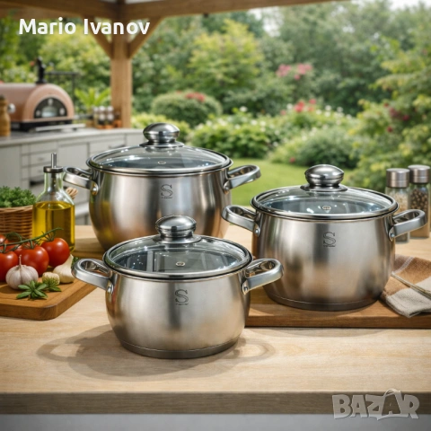 Комплект тенджери Swissgold EMMIE (SG-18099) – 3 броя с 5-слойно капсуловано дъно