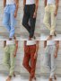Дамски широки едноцветни панталони с еластична талия, 7цвята - 023