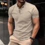 Мъжка тениска Henley Neck с копчета и яка, 5цвята , снимка 4