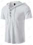 Мъжка модна едноцветна тениска с  качулка и къс ръкав, 2цвята, снимка 2