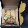 Нежен подаръчен комплект часовник с цирконии и два броя гривни Gift9, снимка 1 - Дамски - 44783386