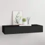 vidaXL Стенен рафт с чекмедже, черен, 60x23,5x10 см, МДФ（SKU: 330257）, снимка 2
