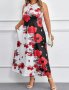 Макси еластична дълга рокля със скрити джобове в бяло на красиви цветя, снимка 1 - Рокли - 41785532