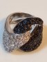 Отворен сребърен пръстен с камъни , снимка 1 - Пръстени - 39610679