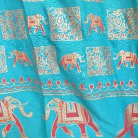 Индийски тюркоазен панталон със слончета, снимка 2 - Панталони - 41572298