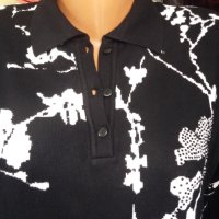 УНИКАЛНА черна блуза на бели цветя с черни камъчета по тях, снимка 2 - Блузи с дълъг ръкав и пуловери - 44155750