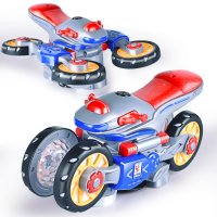 Каскадна, светеща играчка мотор, въртяща се на 360 градуса с подвижни гуми, снимка 4 - Музикални играчки - 42370724