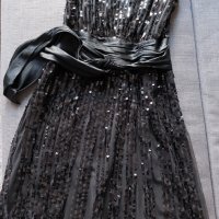 BCBG MAX AZRIA - черна рокля с пайети и тюл, снимка 6 - Рокли - 40531086