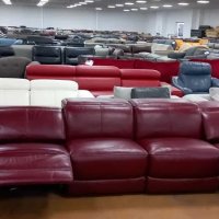 Голям червен кожен диван с електрически релакс механизъм "Laurence", снимка 4 - Дивани и мека мебел - 40282832