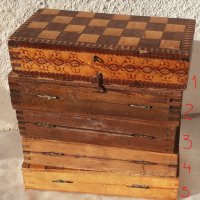 Стари кутии за шах, стара дървена кутия, 5 бр, снимка 1 - Шах и табла - 39086997