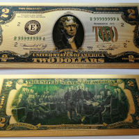 Сувенирни златисти, цветни банкноти долари, снимка 4 - Колекции - 35223138