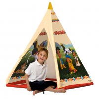 John Yakari Teepee, индианска Палатка за игра, Къща за игра с отпечатан мотив за деца, Бежов цвят