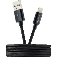 Зареждащ кабел CANYON CFI-3, Lightning USB Cable for Apple, 1М, Черен SS30236, снимка 2 - USB кабели - 40062821